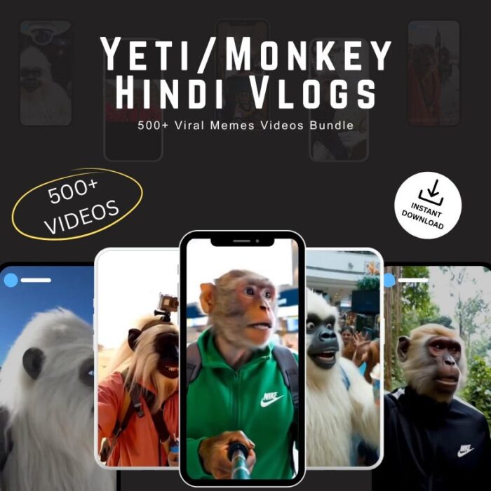 500+ VEO 3 Hindi Monkey & Yeti Vlog Bundle | Viral AI Animal Reels | TikTok, YouTube Shorts I Instagram - Image 1